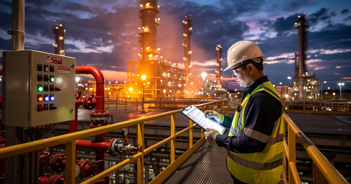 Fire protection compliance inspection at a Saudi industrial facility