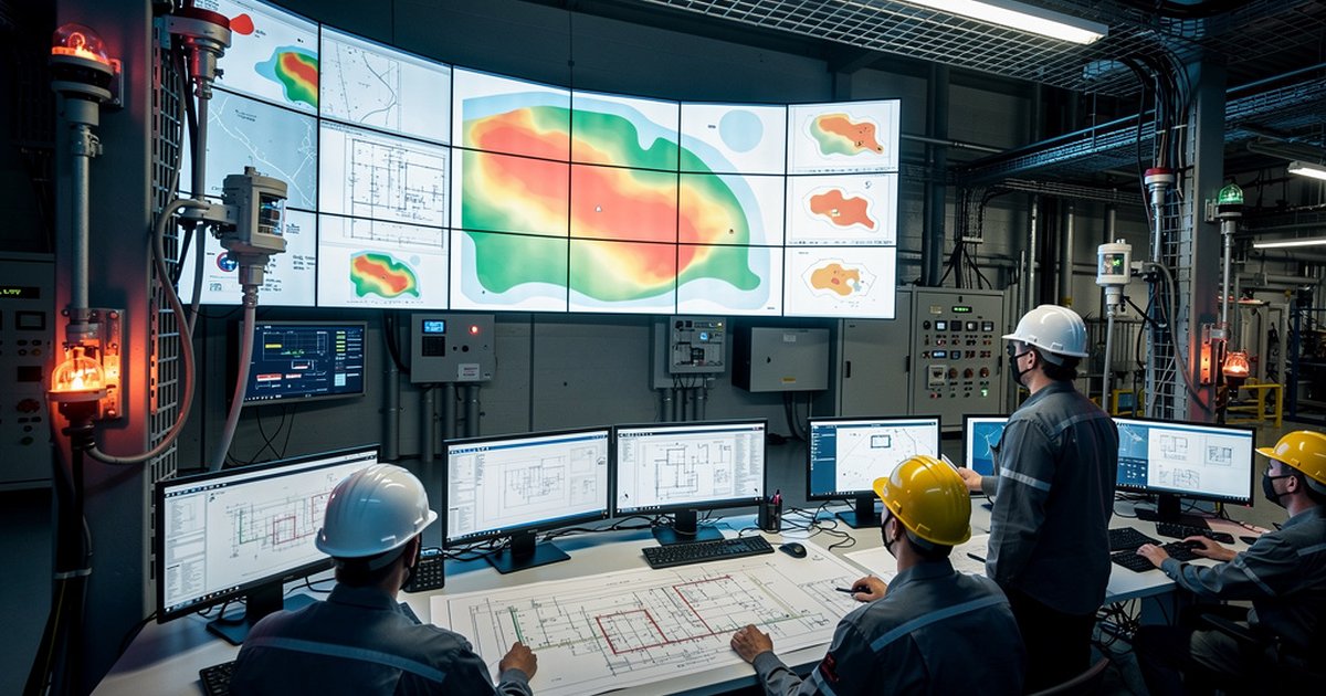 Fire and gas detection mapping layout in an industrial process facility control room