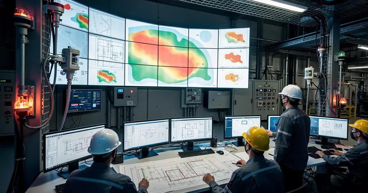 Fire and gas detection mapping layout in an industrial process facility control room